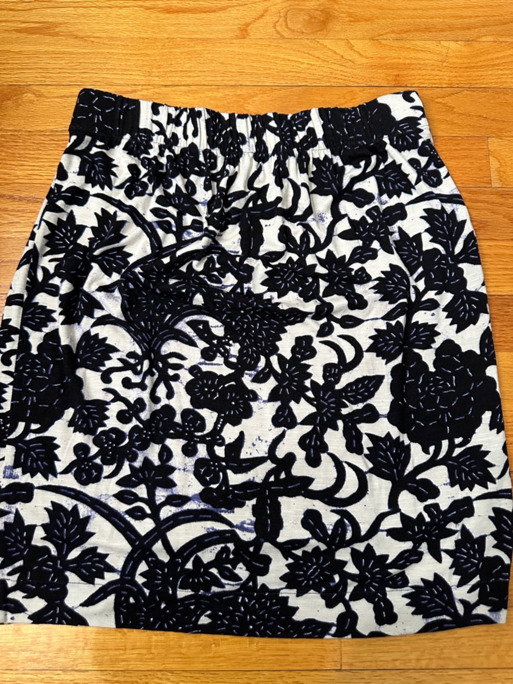 Navy and White Floral Pattern Skirt